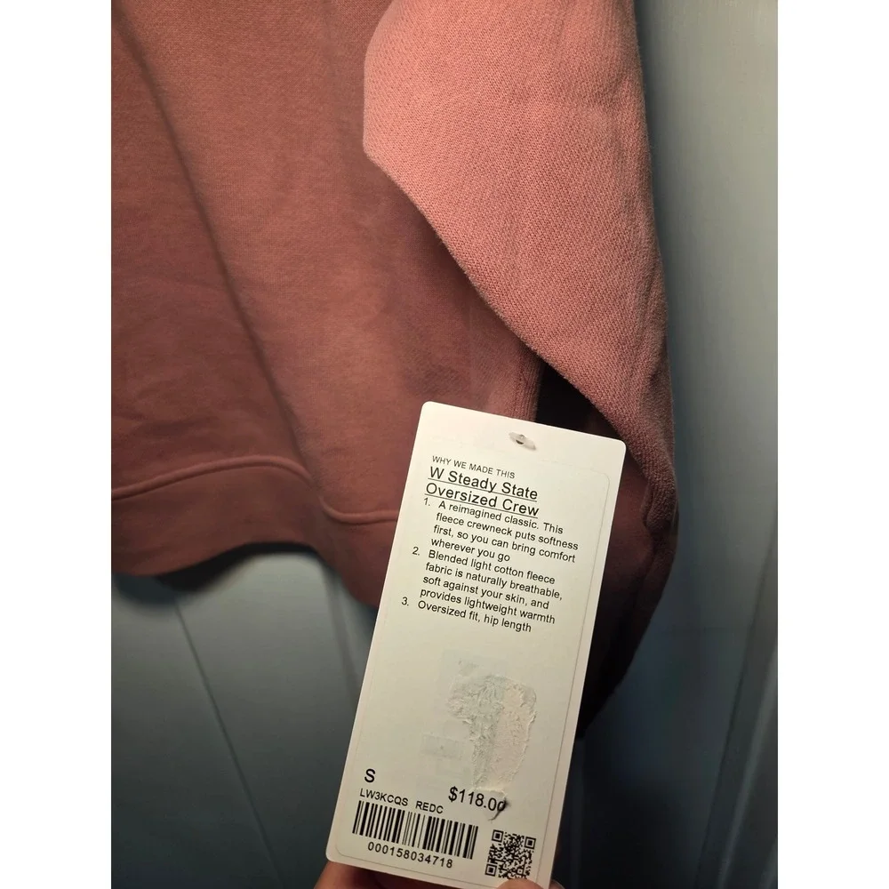 Lululemon Steady State Oversized Crew Sweatshirt Red Dust Pink LW3KCQS Size S